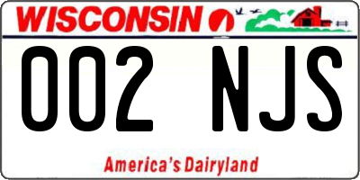 WI license plate 002NJS