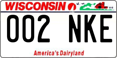 WI license plate 002NKE