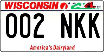 WI license plate 002NKK