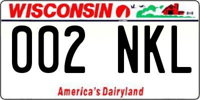 WI license plate 002NKL
