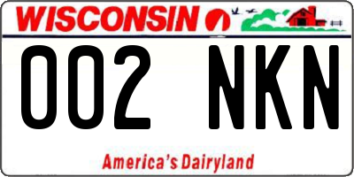WI license plate 002NKN