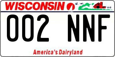 WI license plate 002NNF
