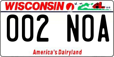 WI license plate 002NOA