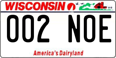 WI license plate 002NOE