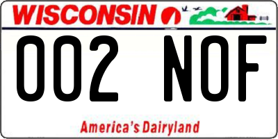WI license plate 002NOF