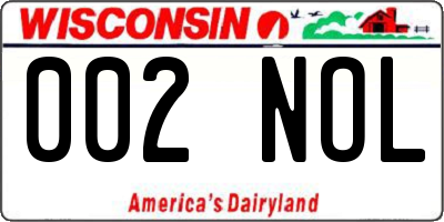 WI license plate 002NOL