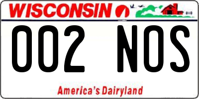WI license plate 002NOS