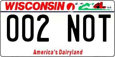 WI license plate 002NOT