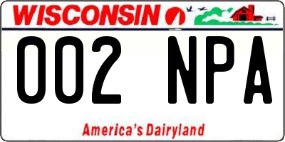 WI license plate 002NPA