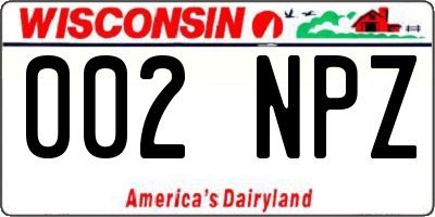 WI license plate 002NPZ