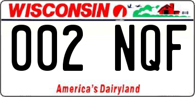 WI license plate 002NQF