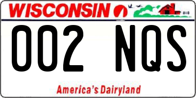 WI license plate 002NQS