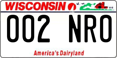 WI license plate 002NRO