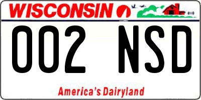 WI license plate 002NSD