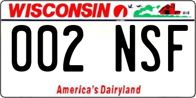 WI license plate 002NSF