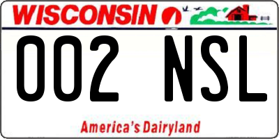 WI license plate 002NSL