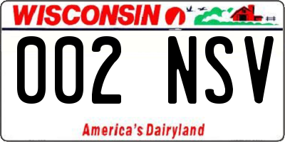 WI license plate 002NSV