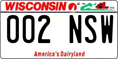 WI license plate 002NSW
