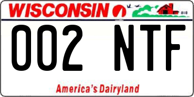 WI license plate 002NTF