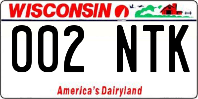 WI license plate 002NTK