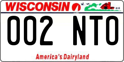 WI license plate 002NTO