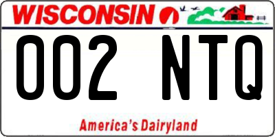WI license plate 002NTQ