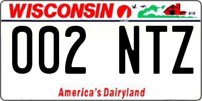 WI license plate 002NTZ