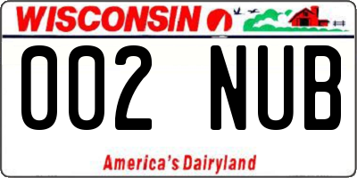 WI license plate 002NUB