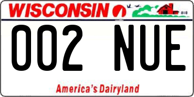 WI license plate 002NUE