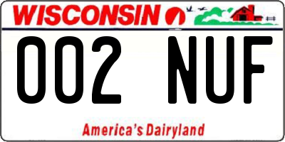 WI license plate 002NUF