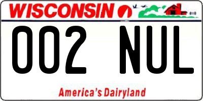 WI license plate 002NUL