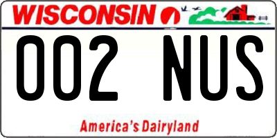 WI license plate 002NUS