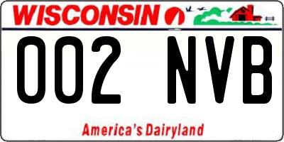 WI license plate 002NVB