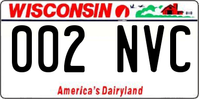 WI license plate 002NVC