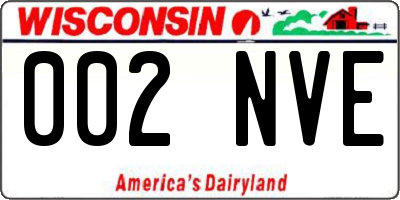 WI license plate 002NVE