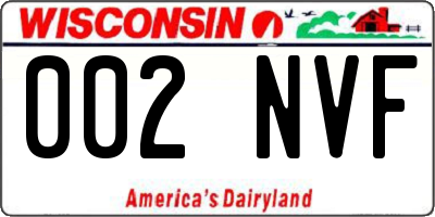 WI license plate 002NVF