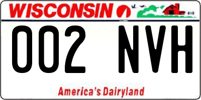 WI license plate 002NVH