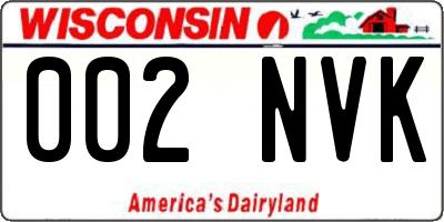 WI license plate 002NVK