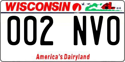 WI license plate 002NVO