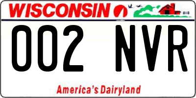 WI license plate 002NVR