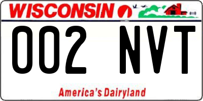 WI license plate 002NVT