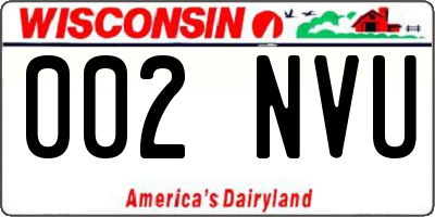 WI license plate 002NVU