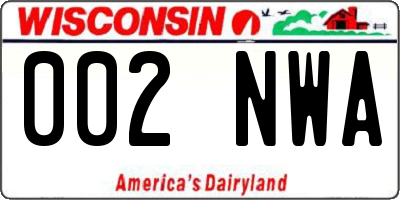 WI license plate 002NWA