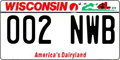 WI license plate 002NWB
