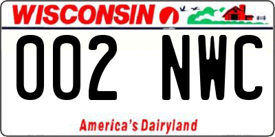 WI license plate 002NWC