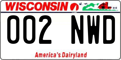 WI license plate 002NWD