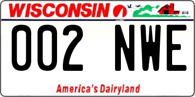 WI license plate 002NWE