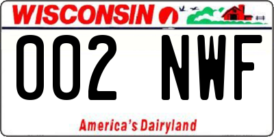 WI license plate 002NWF