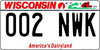 WI license plate 002NWK