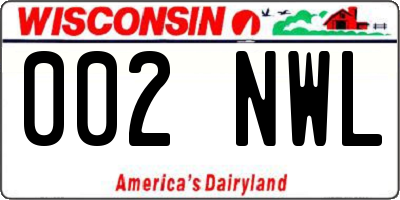 WI license plate 002NWL